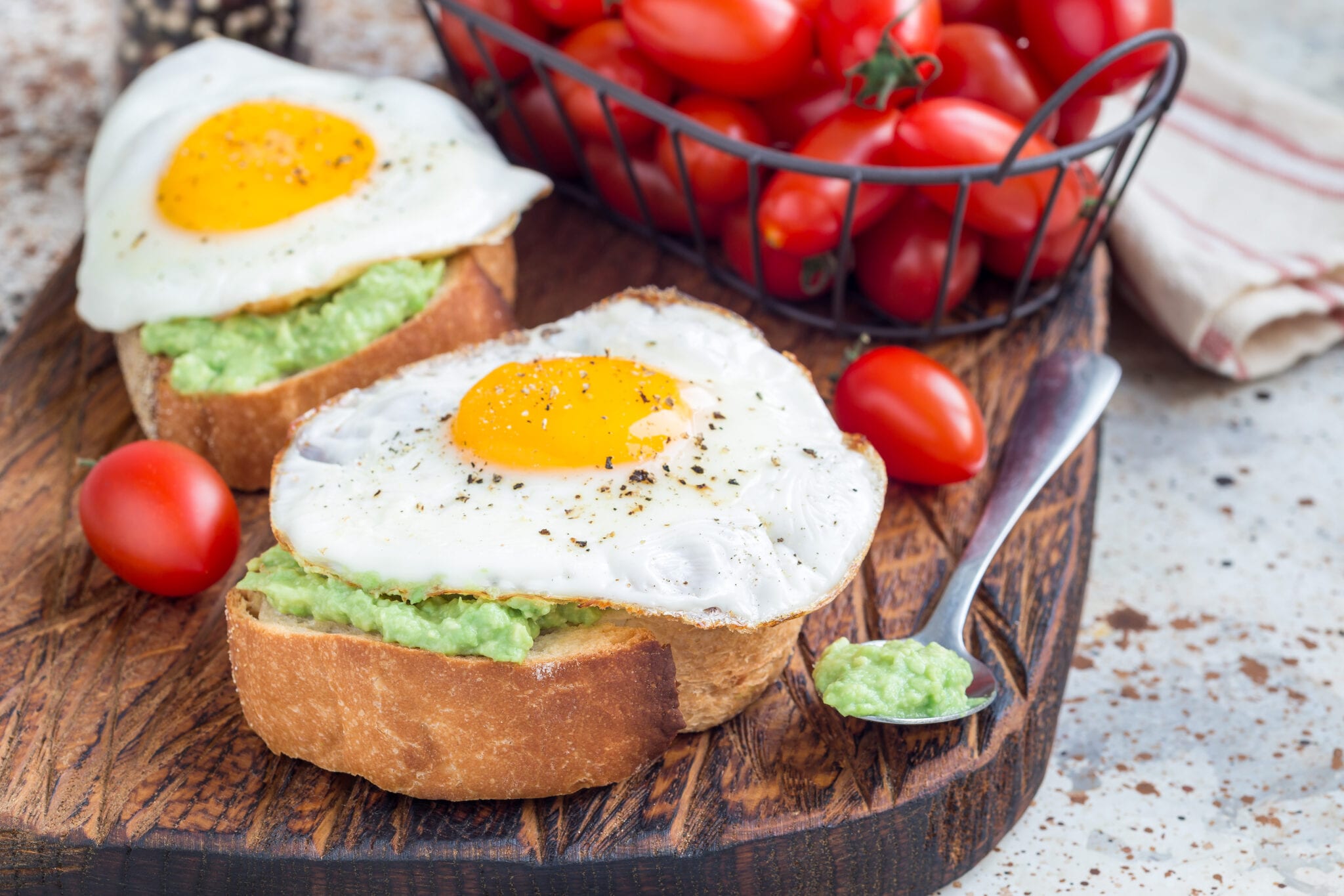 Avocado And Fried Egg Toast rich in vitamin B