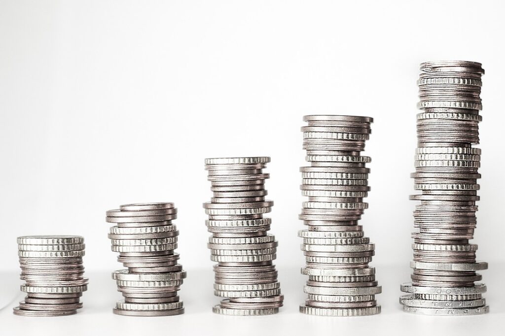 stacks of coins stacked in different positions