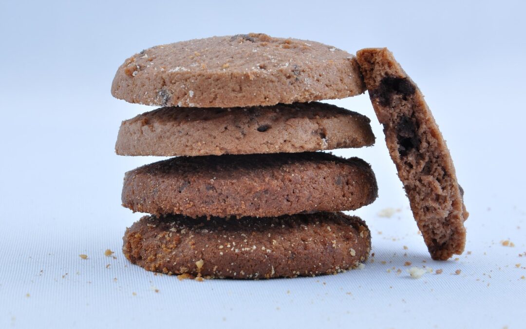 stack of cookies on white background